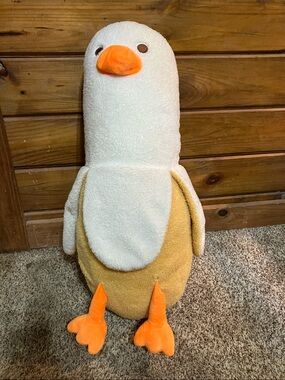 Plush Duck Small Pet Toy in White and Orange